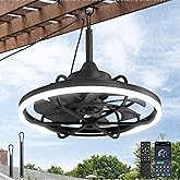Fanbulous Outdoor Ceiling Fans with Light for Patios, 20" Weatherproof Plug in Ceiling Fan, Gazebo Fan Remote&APP Control, 3CCT Dimmable,Caged Ceiling Fan with Hanging Hook for Porch, Pergola,Canopy
