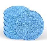 YAIOZHS 6 Pack Wax Applicator Pads | 5 Inch Microfiber Foam Buffing Pads with Finger Pocket for Car Detailing &amp; Cleaning