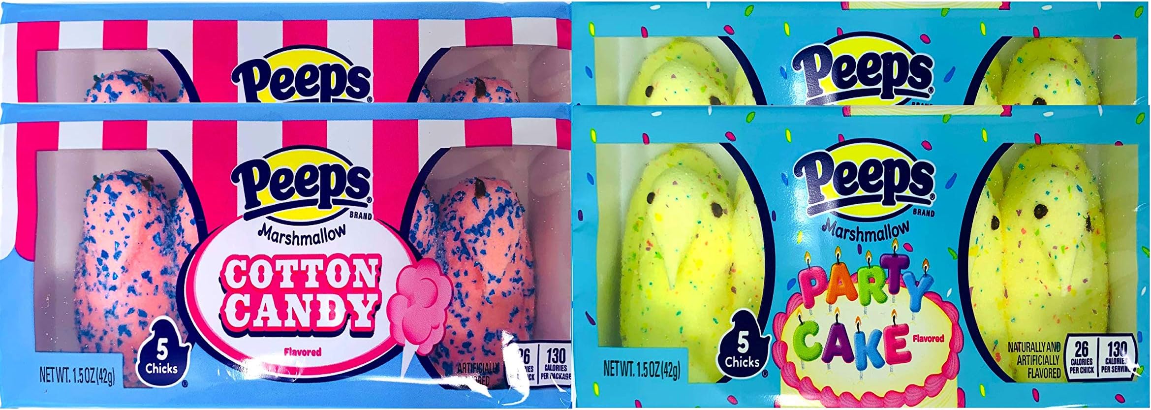 NEW Peeps Party Cake & Cotton Candy 5 ct Peeps In Each Pack Of Sugary Dipped Goodness (4)
