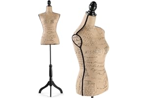 HAORUI Female Dress Form Mannequin Torso Height Adjustable Pinnable Mannequin Body with Sturdy Tripod Stand for Home Decor, Jewelry & Clothing Display (Brown)