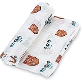 LollyBanks Swaddle Blanket, 100% Cotton Muslin Swaddle Blankets for Boys and Girls, Large 47 x 47 Inches Newborn Swaddles, Soft and Breathable Baby Blanket, Baby Essentials, Registry (Barn Print)