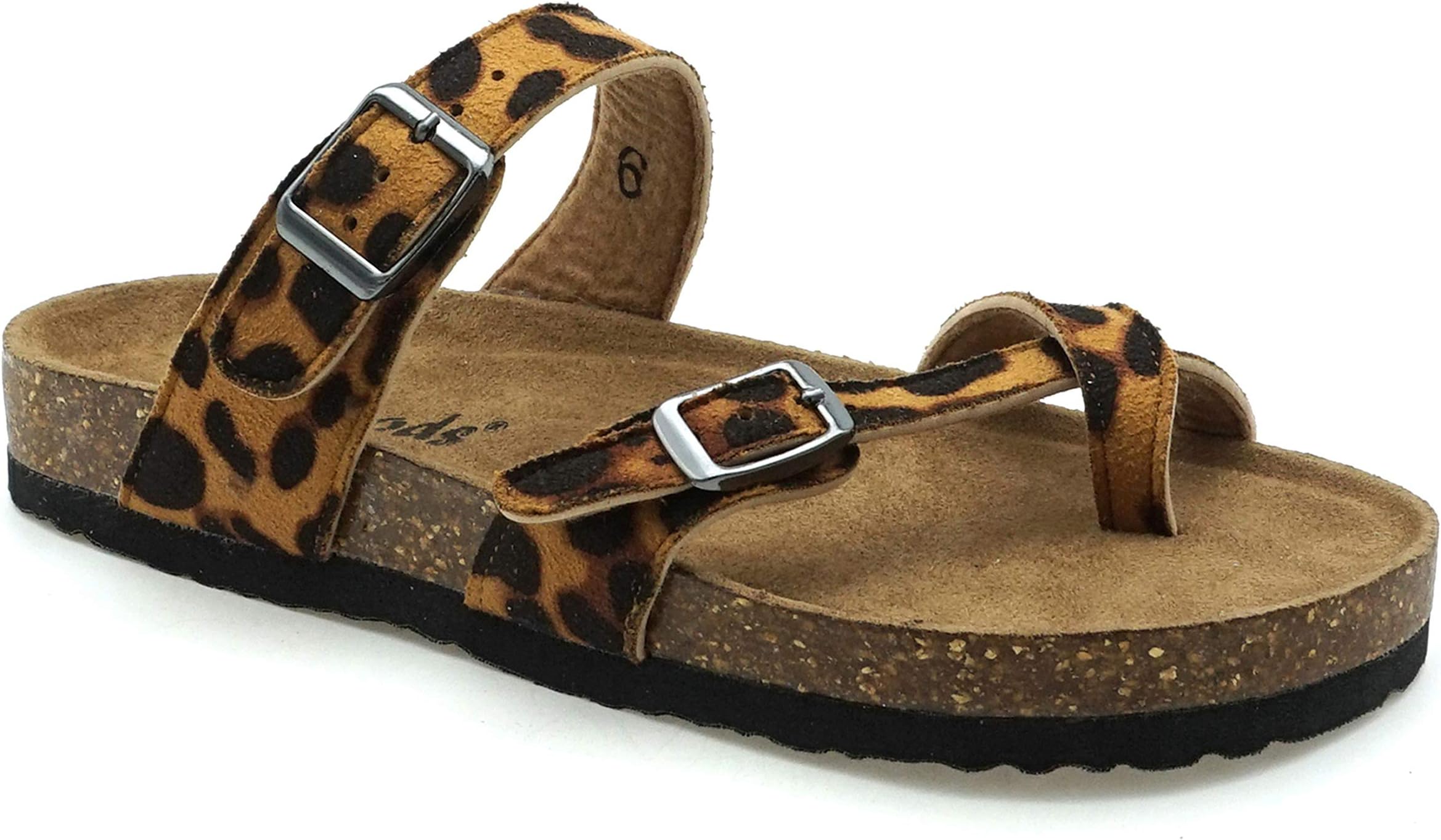 OUTWOODS Women's Sandal Toe Loop Buckle Bork-30 Leopard Print 9M