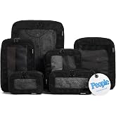 Aerotrunk Compression Packing Cubes for Travel, 6-Pack, Black | Solves overpacking, 6-Piece set fits most suitcases, 50% Space savings, Compression luggage organizer bags