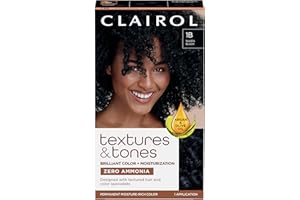 Clairol Textures & Tones Permanent Hair Dye, 1B Silken Black Hair Color, Pack of 1