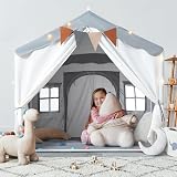 besrey 2-in-1 Kids Play House Tent Indoor with Lights Grey view 9