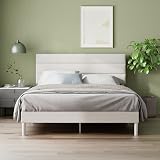 Zinus Piper Double Upholstered Bed Frame with Headboard 135 x 190 cm Off White view 9