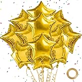 Gold Star Balloons Foil Graduation Mylar Balloons Helium Metallic Balloon 12pcs 18 Inch Gold Birthday Decorations Yellow Room Decor Party Decorations Baby Shower Anniversary Wedding