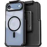 Encased for iPhone Air Frosted Phone Case with Belt Clip Holster - Compatible with MagSafe - Magnetic Hybrid Clear Cover with Full Lens Protection (Black)