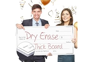 PIXELVERSE DESIGN Giant Dry Erase Check - 16" x 32", Reusable Big Oversized Blank Check for Presentation - Great Photo-Op for Fundraisers, Charity & Donation Events