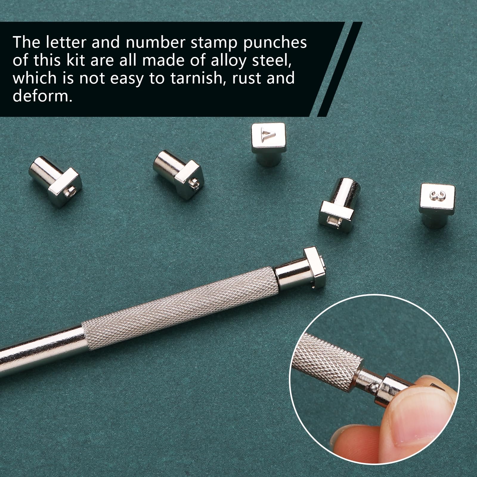 Wonvoc 44 Pcs Leather Stamping Tools, 36 Pcs Leather Letter Stamps, Leather Stamping Kit, with Wool Dauber Stamping Tools, Leather Hammer, for DIY Leathercrafts