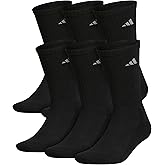 adidas mens Athletic Cushioned 6-pack Crew, Cushioned Crew Socks With Arch Compression for a Secure Fit