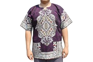 RaanPahMuang Dashiki Shirt Radiant Colors Casual Paisley Intricate Aum Print