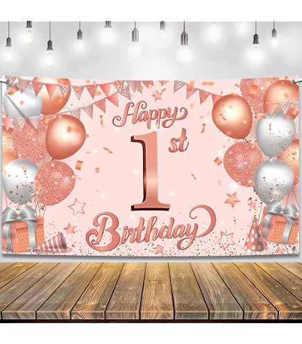 IMISI Happy Birthday Banner – Rosa-gold, 115 X 180 Cm, Mit Schnur, Wiederverwendbar – Deko Für Jede Party
