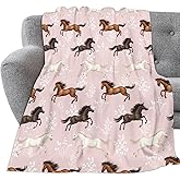 Horse Throw Blanket for Girls Boys Ultra Soft Horses Flowers Flannel Blanket Lightweight Cozy Stuff Blankets Gift for Women Men Couch Sofa Bed 50" x 40"