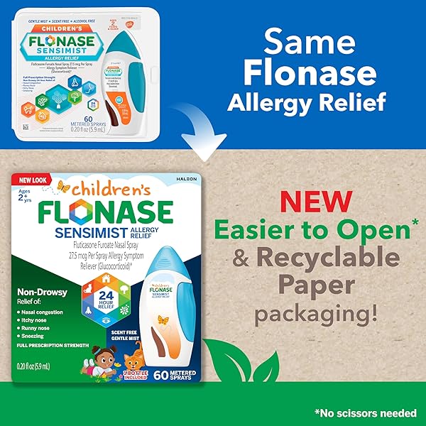 FLONASE CHILDREN’S SENSIMIST ALLERGY RELIEF SPRAY, 24 HOUR NON-DROWSY CHILDREN’S ALLERGY MEDICINE, SCENT-FREE, ALCOHOL-FREE FINE MIST – 60 SPRAYS