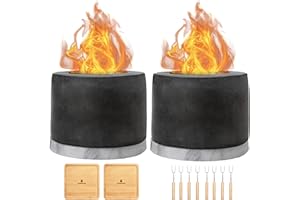 Roundfire Tabletop Fire Pit (2 Pack - with Smores Kit) Ethanol Table Top Fire Pit