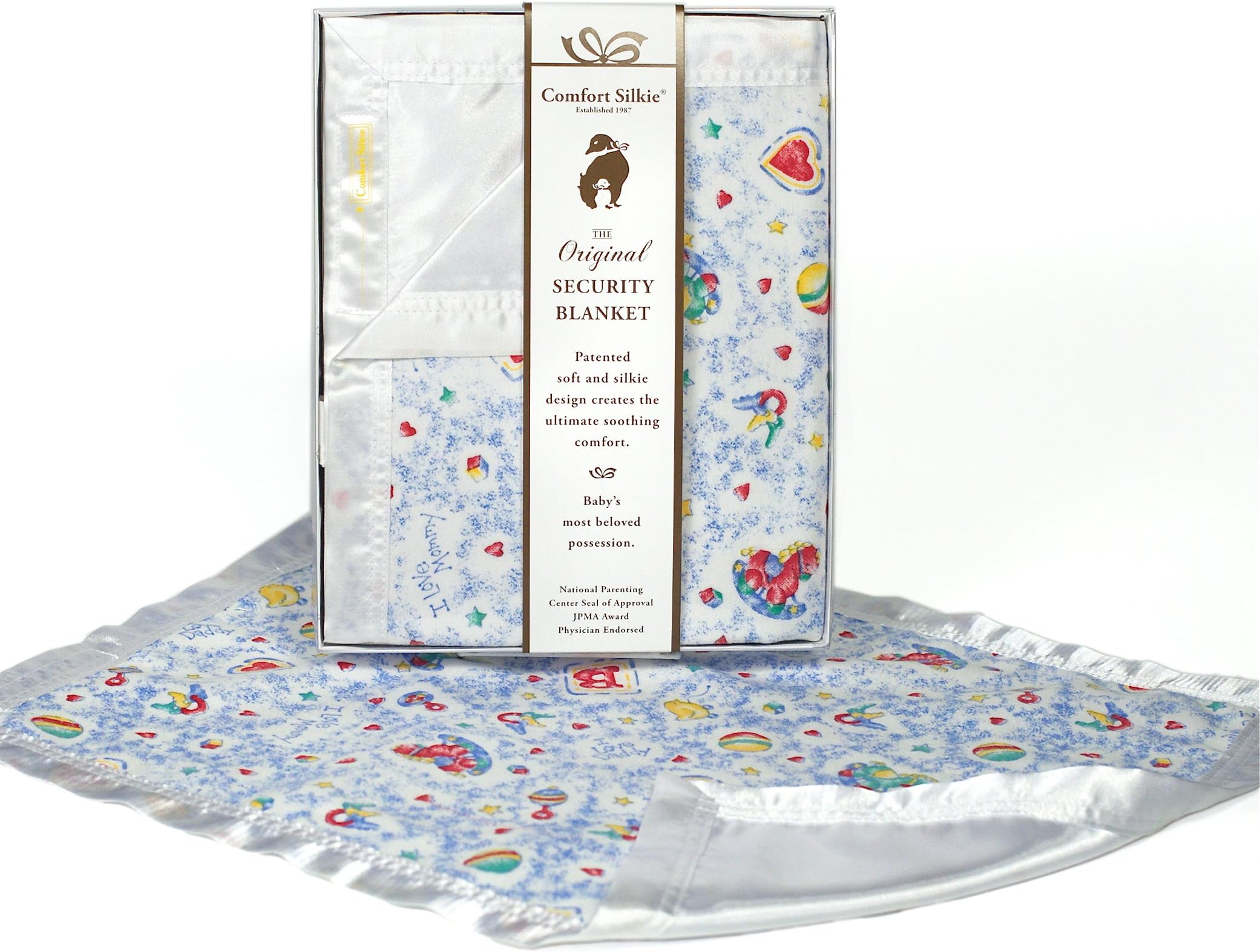 I Love Mommy, I Love Daddy Security Blanket (Primary) by Comfort Silkie