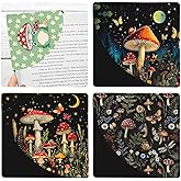 IBOVODI 4PC Mushroom Corner Bookmarks, Fun Leather Bookmark Set, Book Accessories for Reading Book Lovers, Cute Page Markers for Women Student Teacher Office Stationery Boho Style