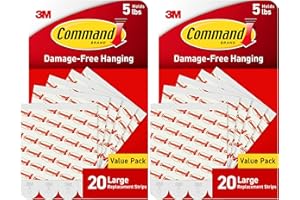 Command Indoor Large Replacement Strips, Holds up to 5 lb, 40 Adhesive Strips – Damage-Free Wall Hanging Refill, Re-Hang Large Hooks for Home Décor and Wall Décor