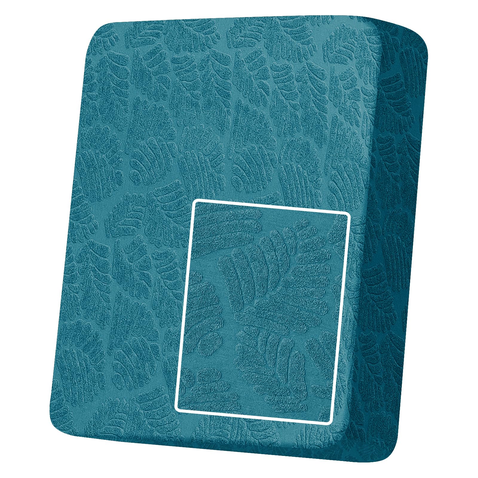 MAXIJIN Stretch Sofa Seat Cushion Cover Jacquard Sofa Seat Cover Non-Slip Couch Seat Slipcover Protector Replacement for Individual Cushion with Elastic Bottom (Peacock Blue, Large 1 Seater)