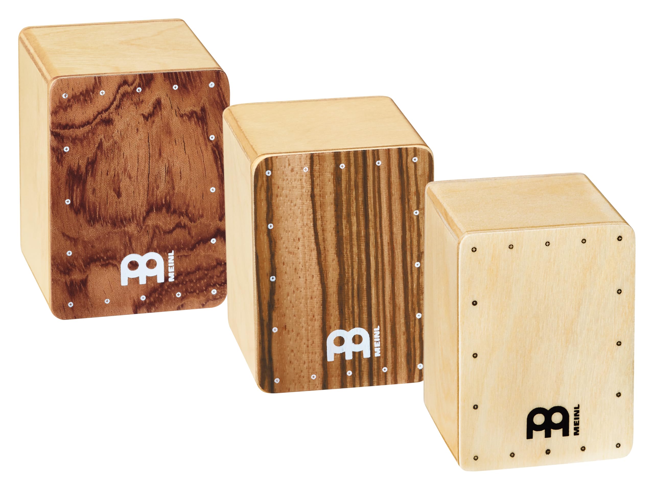 Meinl Percussion Cajon Shaker Set - Mini Musical Instrument - Gift Idea - Baltic Birch, Exotic Zebrano, Bubinga Burl, Natural (SH50-SET)
