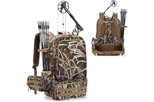 Smasrob Bow Hunting Backpack with Bow Holder, Saddle Camo Hunting Backpacks for Men, Compound Bow Hunting Bag for Deer, Bow Hunting Accessories Gear, Camouflage
