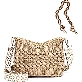 Herald Small Summer Crossbody Bags for Women, Beach Handmade Straw Woven Pocketbooks Handbag Shoulder Purse