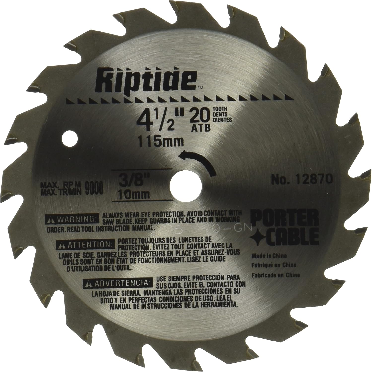 PORTER-CABLE 12870 Riptide 4-1/2-Inch 20 Tooth ATB Thin Kerf ...