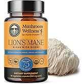 Mushroom Wellness Lion’s Mane Blend with Reishi: Organic Lion's Mane & Reishi Mushroom Capsules, Mushroom Powder Supplement, Supports Cognitive Health, Memory, and Mental Focus, 90 Vegan Capsules