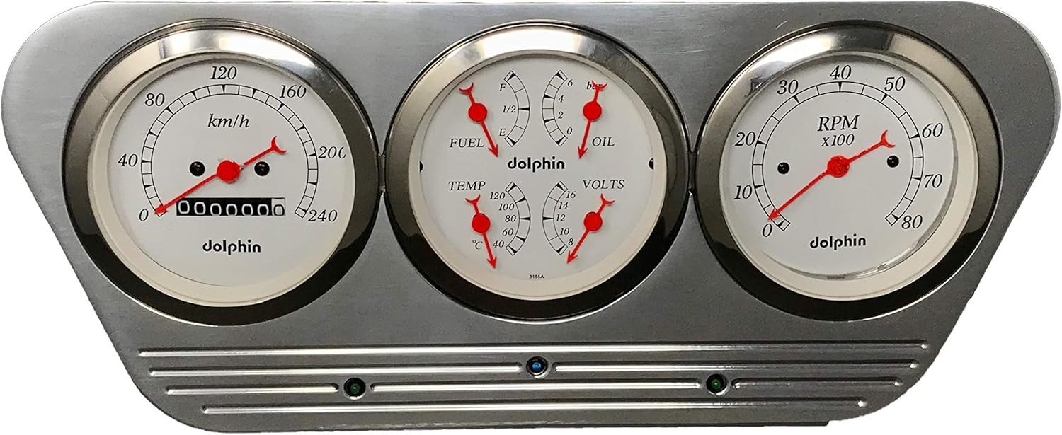 Compatible with 1953 1954 1955 Ford Truck 3 Gauge Quad Style Metric Gauge Dash Cluster Panel Mechanical White