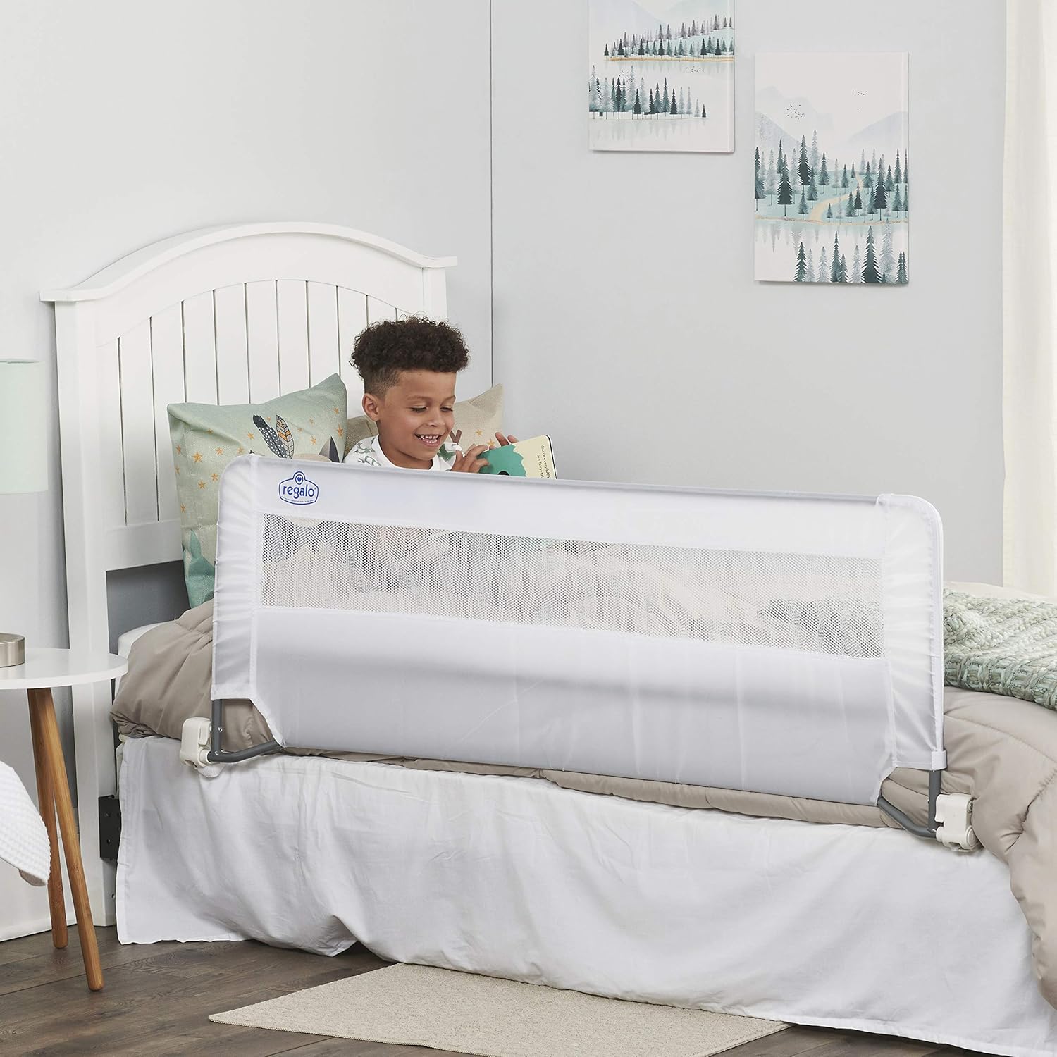 Amazon Com Regalo Swing Down 54 Inch Extra Long Bed Rail Guard With Reinforced Anchor Safety System Childrens Bed Safety Rails Baby
