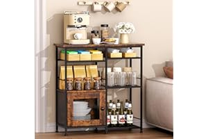 SWTYMIKI Coffee Bar Cabinet Station - Farmhouse Small Coffee Stand Station with Doors, Rustic Storage Organizer for Kitchen, Buffet Sideboard Cabinet Table for Home, Office, Corner, Bar, Espresso