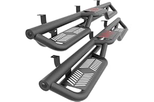 YZONA Running Boards Side Steps Compatible with 2005-2023 Toyota Tacoma Double Cab & Crew Cab (4 Full-Size Doors), Heavy-Duty Two Stair Design Side Rails Nerf Bar Rock Sliders, Textured Black