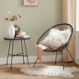 SONGMICS Garden Patio Furniture Set 3 Pieces Acapulco Chair Glass Table Black view 3