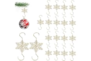 Furimuk Christmas Snowflake Ornament Hook Hangers Gold Sliver Snowflake Decorative Christmas Tree Hanging Metal Wire for Xmas Christmas Tree Decoration Hangers(20PCS) (Gold)