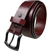 BS055 Burgundy Casual Jean Belt Genuine Full Grain Leather Belt 1-1/2" (38mm)/ 1-3/8'' (35mm) wide