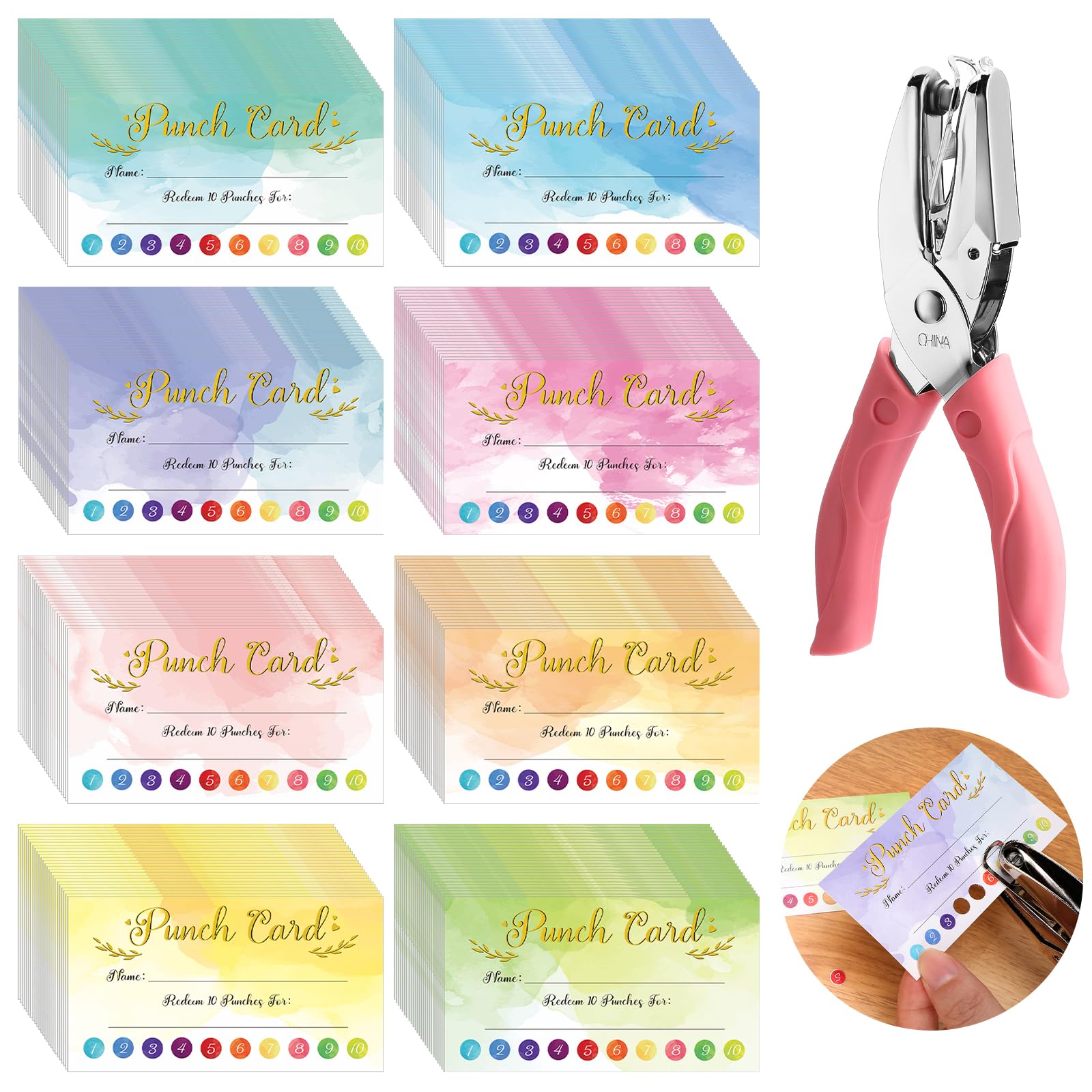 Photo 1 of ***************THIS IS ONLY THE PUNCHER***********
Fumete 200 Pieces Reward Punch Cards with Hole Puncher, 3.5 x 2 inch Incentive Loyalty Reward Card for Classroom Home School Supplies Students Teachers Kids, 8 Styles (Cute Style, 10 Holes)