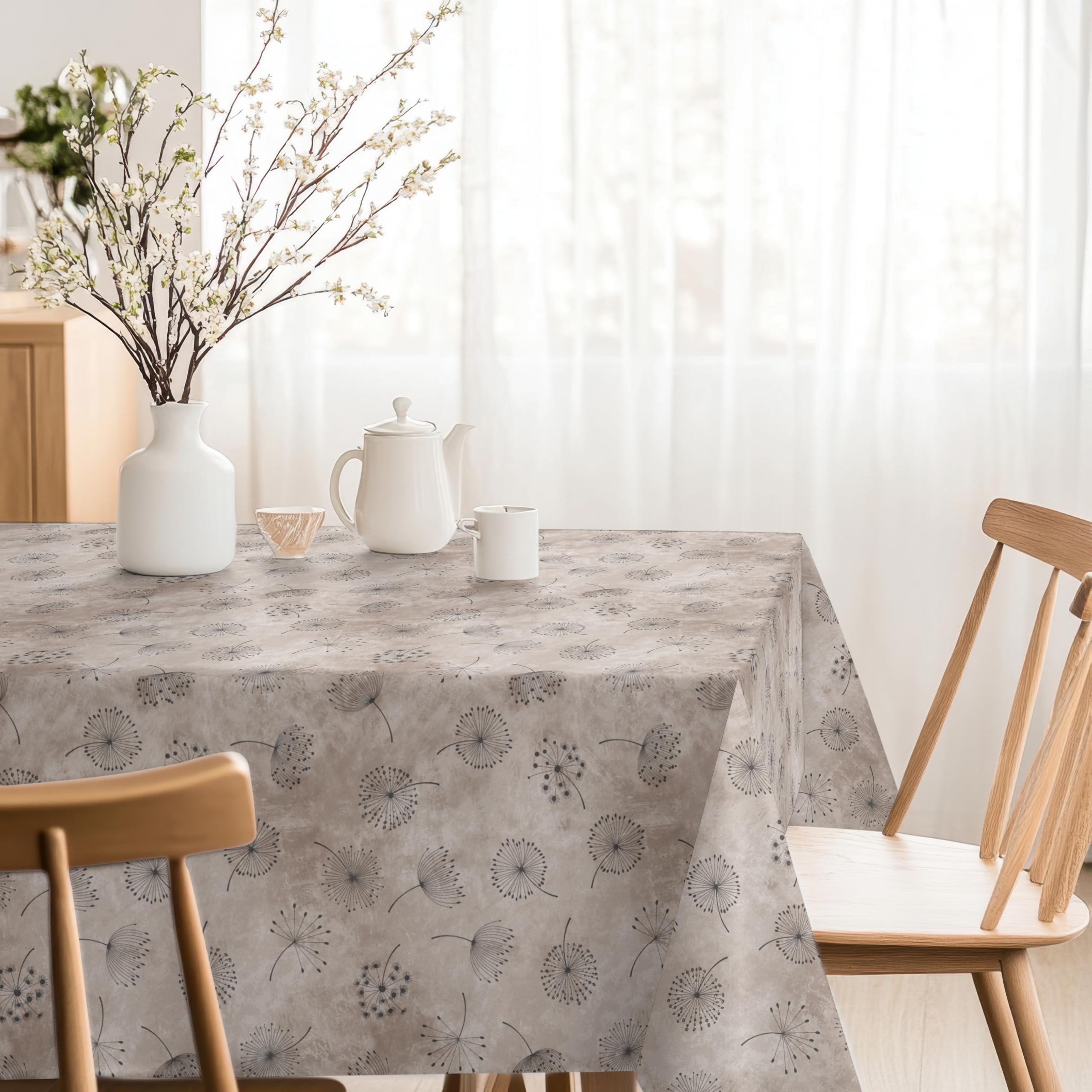 Martina Home Resin Coated Tablecloth Dandelion Brown 240cm x 140cm