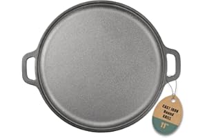 CCW BBCARE 11-Inch Cast Iron Griddle Pan with Dual Handles, Pre-Seasoned Round Griddle for Stove Top, Oven, Grill, and Campfire, Heavy-Duty One-Piece tortilla pan for Pancakes, Crepes, and grilling meats