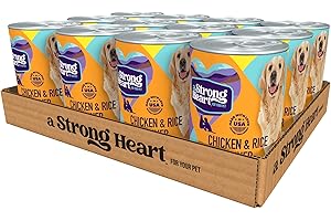 STRONGHEART A Strong Heart Wet Dog Food, Chicken & Rice Dinner - 13.2 oz Cans (Pack of 12), Made in The USA with Real Chicken