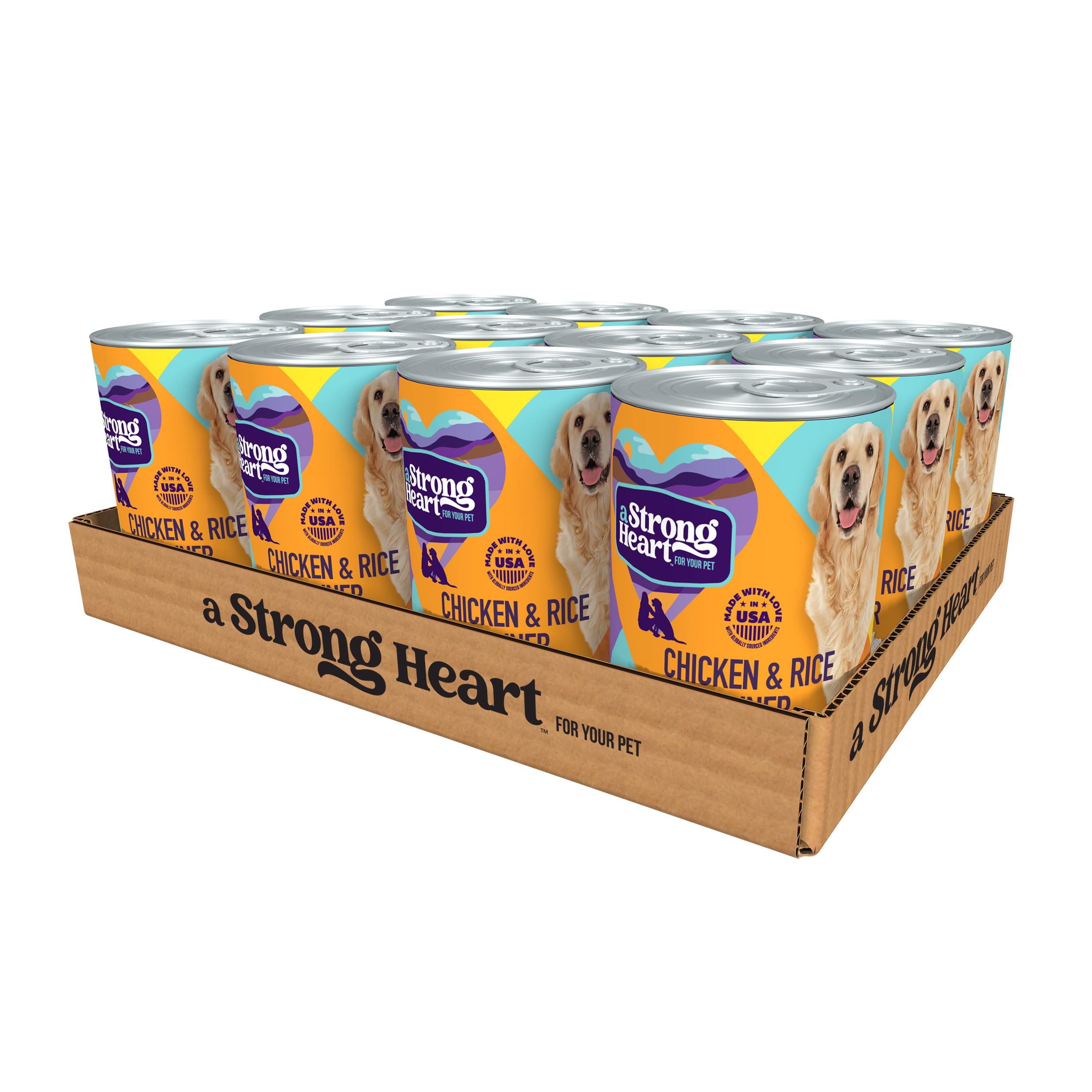 Photo 1 of *EXPIRES 6/17/26*
A Strong Heart Wet Dog Food, Chicken & Rice Dinner - 13.2 oz Cans (Pack of 12), Made in The USA with Real Chicken