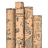 woric 4 Rolls Vintage Christmas Wrapping