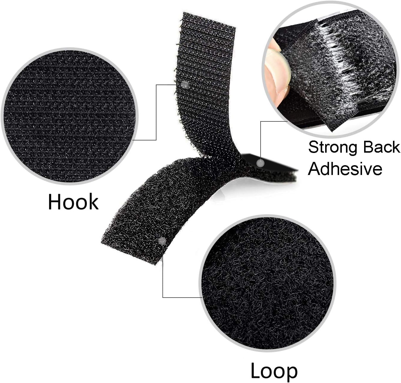 Melsan 1x4 inch Hook and Loop Strips with Adhesive - 15 Sets, Strong Back Adhesive Fasten Mounting Tape for Home or Office Use - Instead of Holes and Screws, Black: Industrial & Scientific