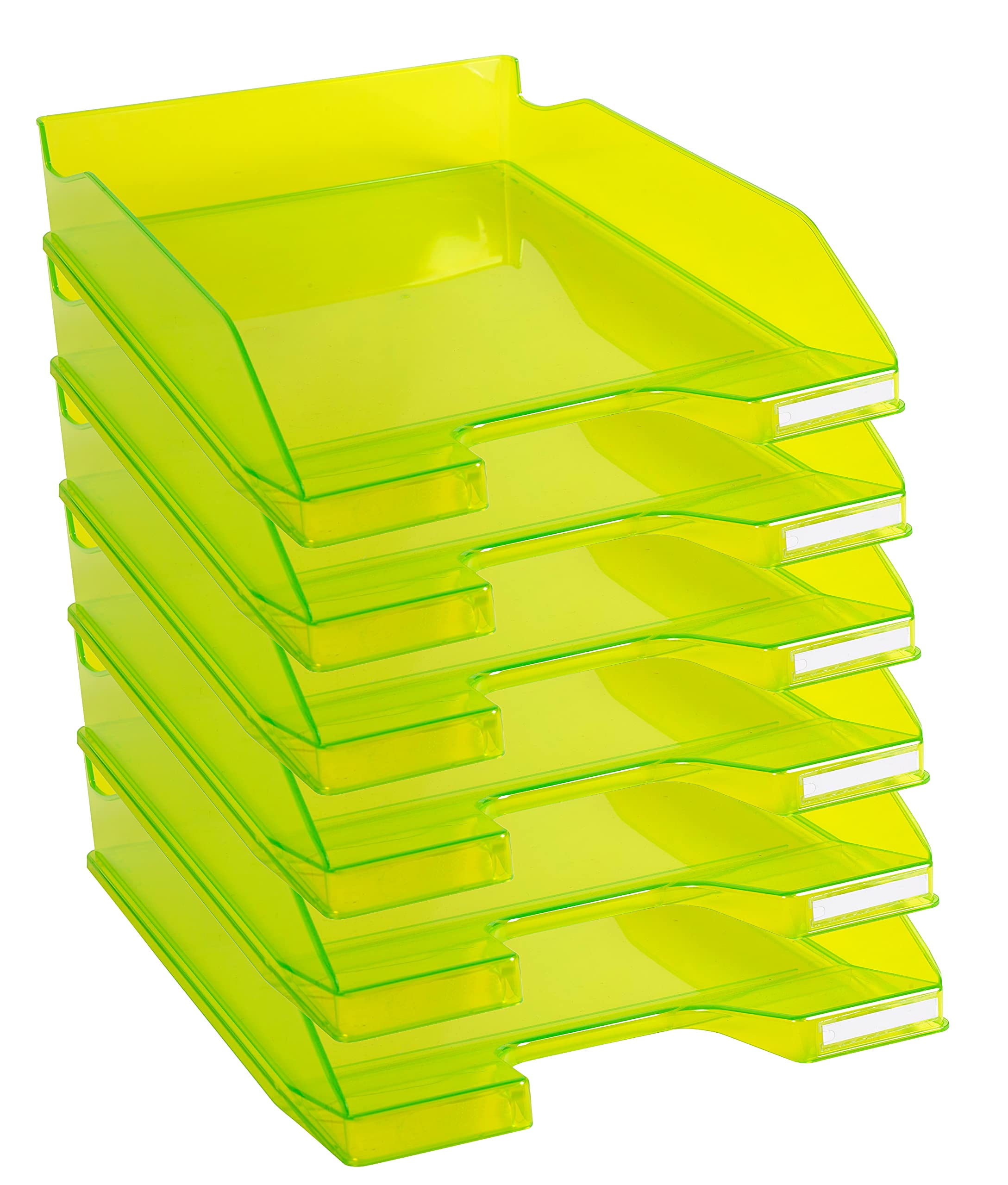 Exacompta - Ref. 113235D - set of 6 COMBO MIDI letter trays - dimensions 34.6 x 25.5x 6.5 cm - for documents in A4 + format - transparent glossy anise green color — image 1