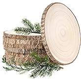 Wood Slices Unfinished 8 Pcs Wood Rounds 8-9 Inches Wood Slices for Centerpieces,Tables,Crafts,Wedding Party Holiday Decor DIY Projects