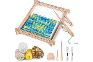 Lemonfilter Weaving Loom Kit for Kids, 9 * 11inch Loom Knitting Frame Child Multi-Craft Handcraft Weaving Set for Kids 6-12, Wooden Weaving Loom for Adult, DIY Handcraft & Beginners