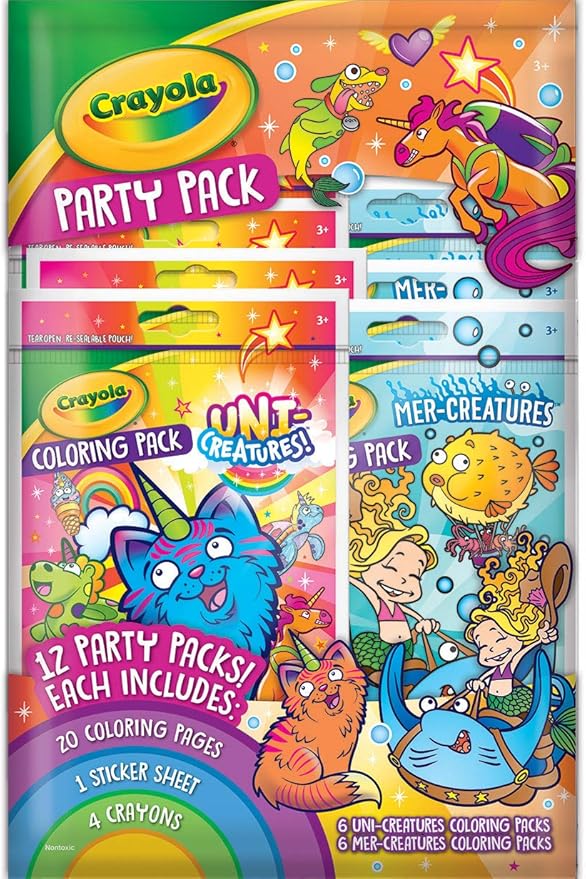 Crayola Coloring Book Party Favors, Uni-Creatures & Mer-Creatures, 12