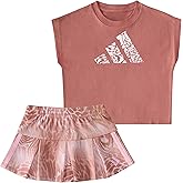 adidas baby-girls Sleeveless Box Top and Aop French Terry Skort Set