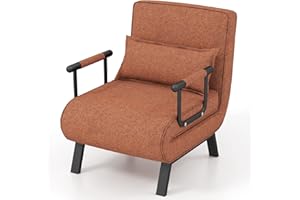 KOMFOTT Convertible Sleeper Chair Bed, 4-in-1 Folding Sofa Bed with 6-Position Adjustable Backrest, Upholstered Chaise Lounge with Removable Pillow, Leisure Recliner Lounge Couch for Home Office