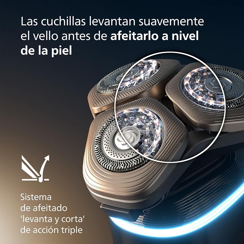 i9000 Prestige Ultra, Afeitadora Eléctrica Hombre, Máquina de Afeitar Barba en Seco y Mojado, Tecnología SkinIQ Pro, Base de Carga, Recargable, Estuche Premium, Centro de limpieza, XP9405/31